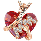 Maxbell Love Heart Shape Pendant Necklace Charms 45cm Length Chain Mother's Day Gift Red
