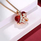 Maxbell Love Heart Shape Pendant Necklace Charms 45cm Length Chain Mother's Day Gift Red
