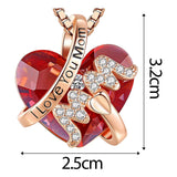 Maxbell Love Heart Shape Pendant Necklace Charms 45cm Length Chain Mother's Day Gift Red
