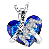 Maxbell Love Heart Shape Pendant Necklace Charms 45cm Length Chain Mother's Day Gift Blue