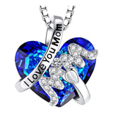 Maxbell Love Heart Shape Pendant Necklace Charms 45cm Length Chain Mother's Day Gift Blue