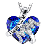 Maxbell Love Heart Shape Pendant Necklace Charms 45cm Length Chain Mother's Day Gift Blue