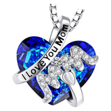 Maxbell Love Heart Shape Pendant Necklace Charms 45cm Length Chain Mother's Day Gift Blue