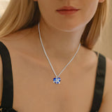 Maxbell Love Heart Shape Pendant Necklace Charms 45cm Length Chain Mother's Day Gift Blue
