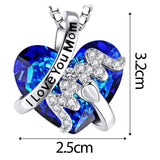 Maxbell Love Heart Shape Pendant Necklace Charms 45cm Length Chain Mother's Day Gift Blue