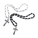 Maxbell Rosary Cross Pendant for Men Women Rosary Prayer Beads Rosary Cross Necklace black