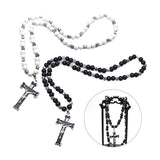 Maxbell Rosary Cross Pendant for Men Women Rosary Prayer Beads Rosary Cross Necklace black