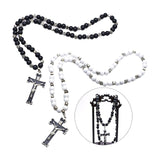 Maxbell Rosary Cross Pendant for Men Women Rosary Prayer Beads Rosary Cross Necklace black
