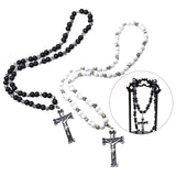 Maxbell Rosary Cross Pendant for Men Women Rosary Prayer Beads Rosary Cross Necklace black