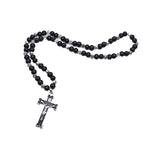 Maxbell Rosary Cross Pendant for Men Women Rosary Prayer Beads Rosary Cross Necklace black