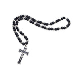 Maxbell Rosary Cross Pendant for Men Women Rosary Prayer Beads Rosary Cross Necklace black