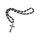Maxbell Rosary Cross Pendant for Men Women Rosary Prayer Beads Rosary Cross Necklace black