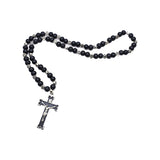 Maxbell Rosary Cross Pendant for Men Women Rosary Prayer Beads Rosary Cross Necklace black