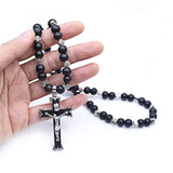 Maxbell Rosary Cross Pendant for Men Women Rosary Prayer Beads Rosary Cross Necklace black