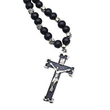 Maxbell Rosary Cross Pendant for Men Women Rosary Prayer Beads Rosary Cross Necklace black