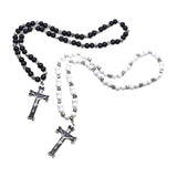 Maxbell Rosary Cross Pendant for Men Women Rosary Prayer Beads Rosary Cross Necklace black