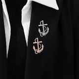 Maxbell Anchor Brooch Luxurious Exquisite Men's Accessories for Ceremony Scarf Dance Gold