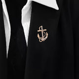 Maxbell Anchor Brooch Luxurious Exquisite Men's Accessories for Ceremony Scarf Dance Gold