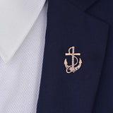 Maxbell Anchor Brooch Luxurious Exquisite Men's Accessories for Ceremony Scarf Dance Gold