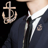 Maxbell Anchor Brooch Luxurious Exquisite Men's Accessories for Ceremony Scarf Dance Gold