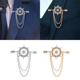 Maxbell Tassel Chain Brooch Alloy Suit Pin Jewelry for Shirt Party Father's Day Gift Silver