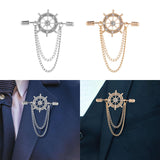 Maxbell Tassel Chain Brooch Alloy Suit Pin Jewelry for Shirt Party Father's Day Gift Silver