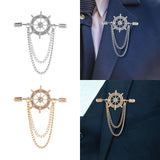 Maxbell Tassel Chain Brooch Alloy Suit Pin Jewelry for Shirt Party Father's Day Gift Silver