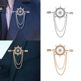 Maxbell Tassel Chain Brooch Alloy Suit Pin Jewelry for Shirt Party Father's Day Gift Silver