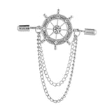 Maxbell Tassel Chain Brooch Alloy Suit Pin Jewelry for Shirt Party Father's Day Gift Silver