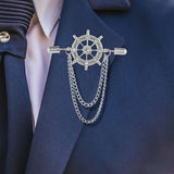 Maxbell Tassel Chain Brooch Alloy Suit Pin Jewelry for Shirt Party Father's Day Gift Silver