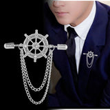 Maxbell Tassel Chain Brooch Alloy Suit Pin Jewelry for Shirt Party Father's Day Gift Silver