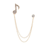 Maxbell Music Note Brooch Badge Decor Rhinestone Brooch for Sweater Shirt Gift Gold