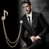 Maxbell Music Note Brooch Badge Decor Rhinestone Brooch for Sweater Shirt Gift Gold