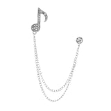 Maxbell Music Note Brooch Badge Decor Rhinestone Brooch for Sweater Shirt Gift Silver