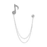Maxbell Music Note Brooch Badge Decor Rhinestone Brooch for Sweater Shirt Gift Silver