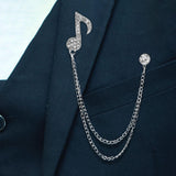 Maxbell Music Note Brooch Badge Decor Rhinestone Brooch for Sweater Shirt Gift Silver