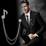 Maxbell Music Note Brooch Badge Decor Rhinestone Brooch for Sweater Shirt Gift Silver