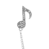Maxbell Music Note Brooch Badge Decor Rhinestone Brooch for Sweater Shirt Gift Silver