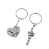 Maxbell 1 Pair Alloy Love Smile Key Heart Shape Pendant Keyring Keychain