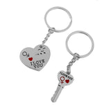 Maxbell 1 Pair Alloy Love Smile Key Heart Shape Pendant Keyring Keychain