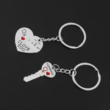 Maxbell 1 Pair Alloy Love Smile Key Heart Shape Pendant Keyring Keychain