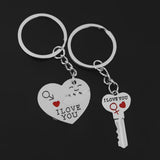 Maxbell 1 Pair Alloy Love Smile Key Heart Shape Pendant Keyring Keychain