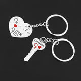 Maxbell 1 Pair Alloy Love Smile Key Heart Shape Pendant Keyring Keychain