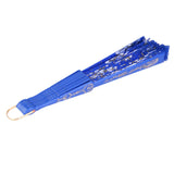 Sweet Style Sequined Lace Rose Flowers Hand Fan Dancing Party Fan Royal Blue