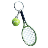 Maxbell Mini Tennis Ball Racket Pendant Keyring Key Chain Gift - Green
