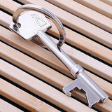 Key Shaped Bottle Opener Pendant Metal Keychain Silver