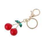 Cute Rhinestone Cherry Pendant Alloy Key Ring Coloful