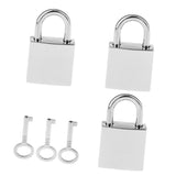 Maxbell Lot of 3 Mini Square Padlocks Key Lock Silver