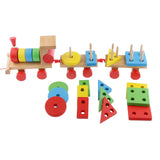 Maxbell Multi Geometric Figures Wooden Train Toy Set with Multi Colors for Kids