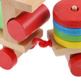 Maxbell Multi Geometric Figures Wooden Train Toy Set with Multi Colors for Kids